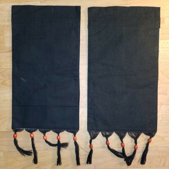 Vintage Batik Wall Hanging Pair Tapestry Bouyei Folk Art Tibetan Handmade Beaded - Picture 5 of 8